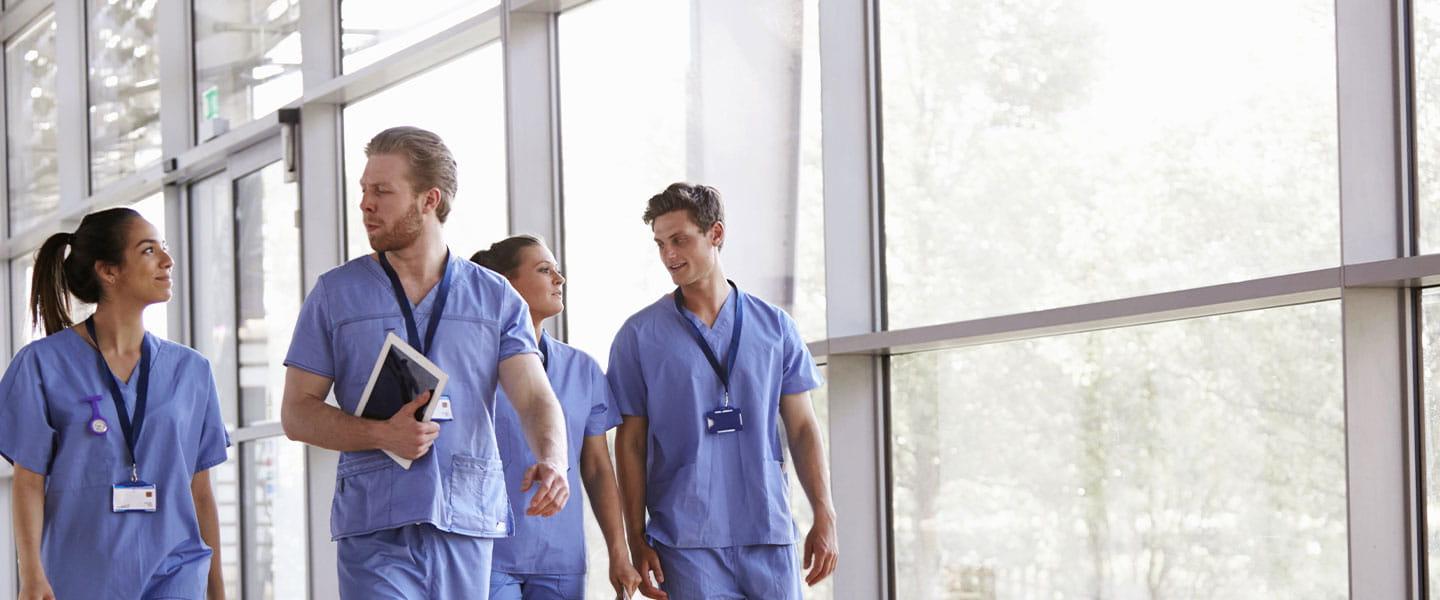 Healthcare, a group of doctors walking together